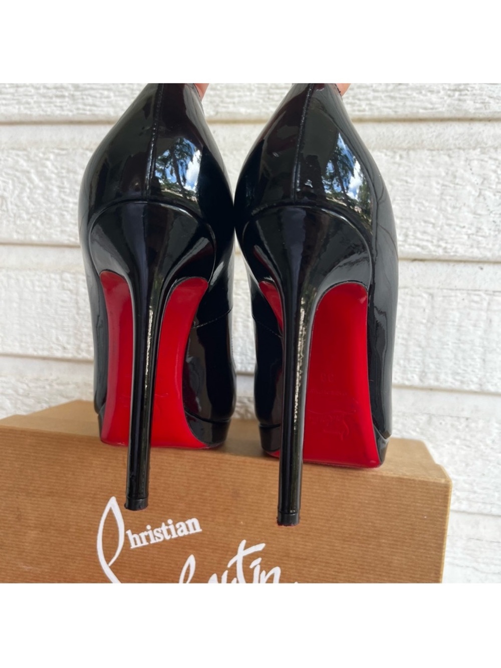CHRISTIAN LOUBOUTIN Black Patent Pigalle Pointed actor Platform Heels sz. 38 - Picture 6 of 6